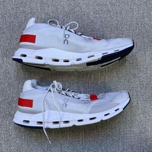 On Cloudnova Glacier Flame Mens 14 White Orange Running Shoes 26.98991